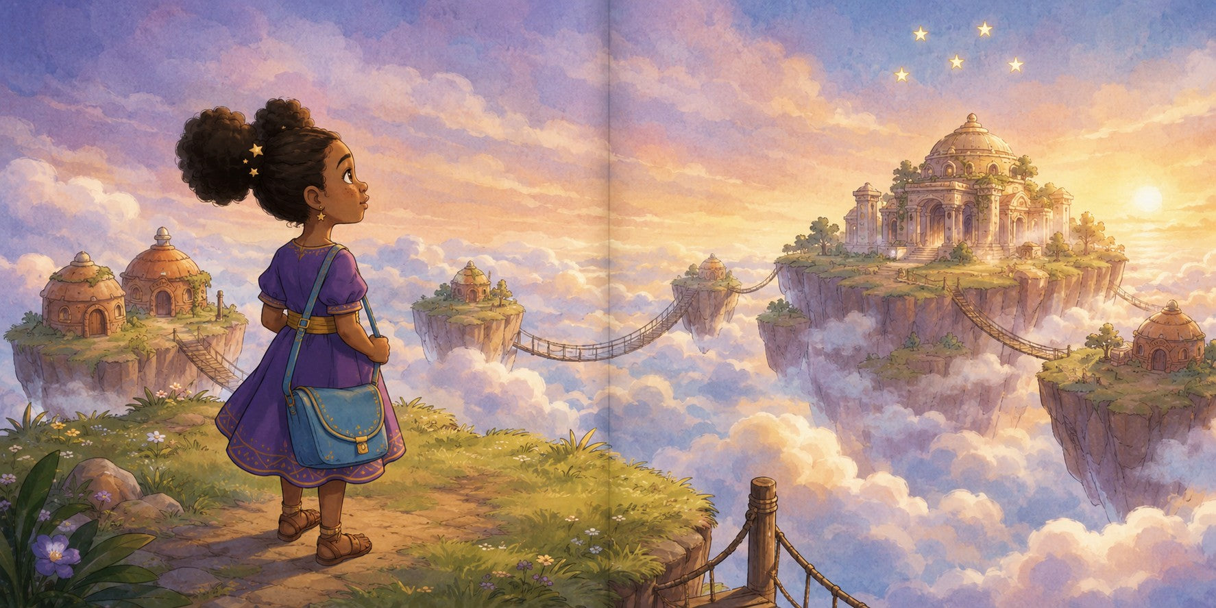 Zuri overlooking the floating islands of Aurora Isle